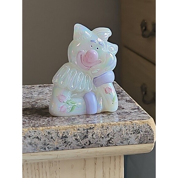 Vintage Fenton Opalescent Hand Painted Clown Figurine Signed Marked Beautiful! - Picture 1 of 6